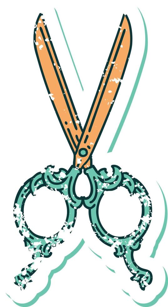 distressed sticker tattoo style icon of barber scissors vector