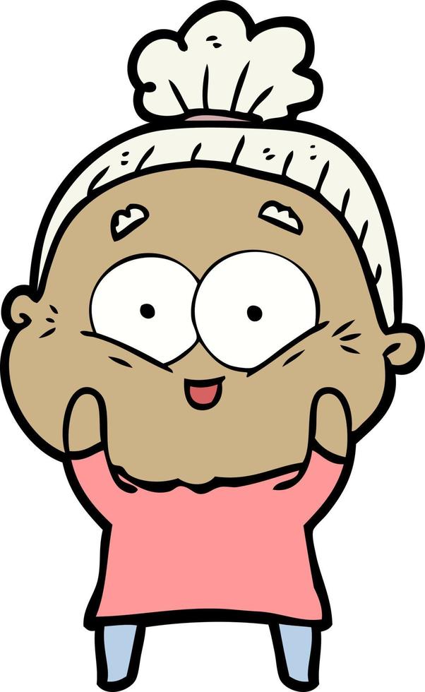 cartoon happy old woman vector