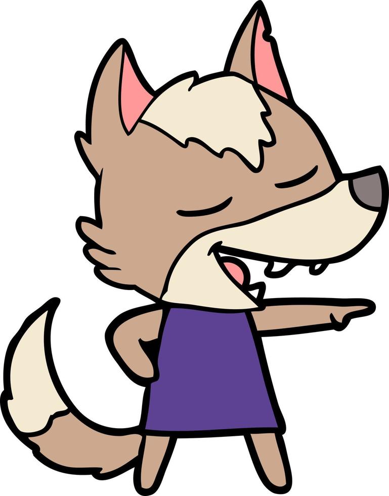 cartoon wolf laughing vector