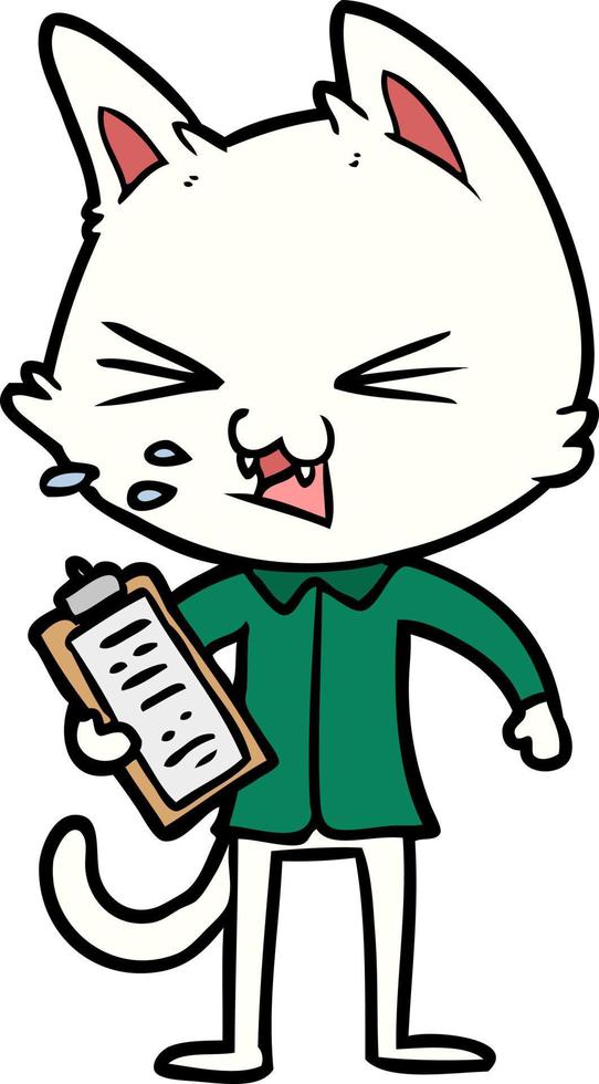 cartoon salesman cat hissing vector