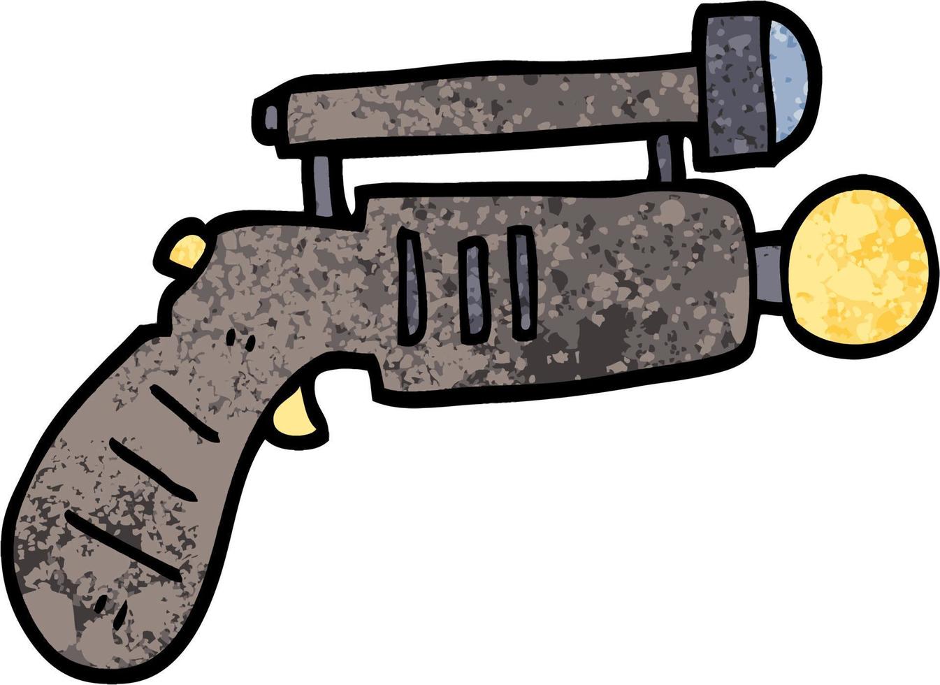 grunge textured illustration cartoon ray gun vector