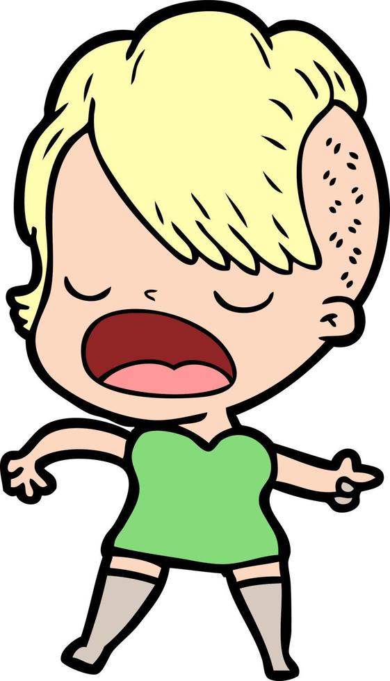 cartoon cool hipster girl talking vector