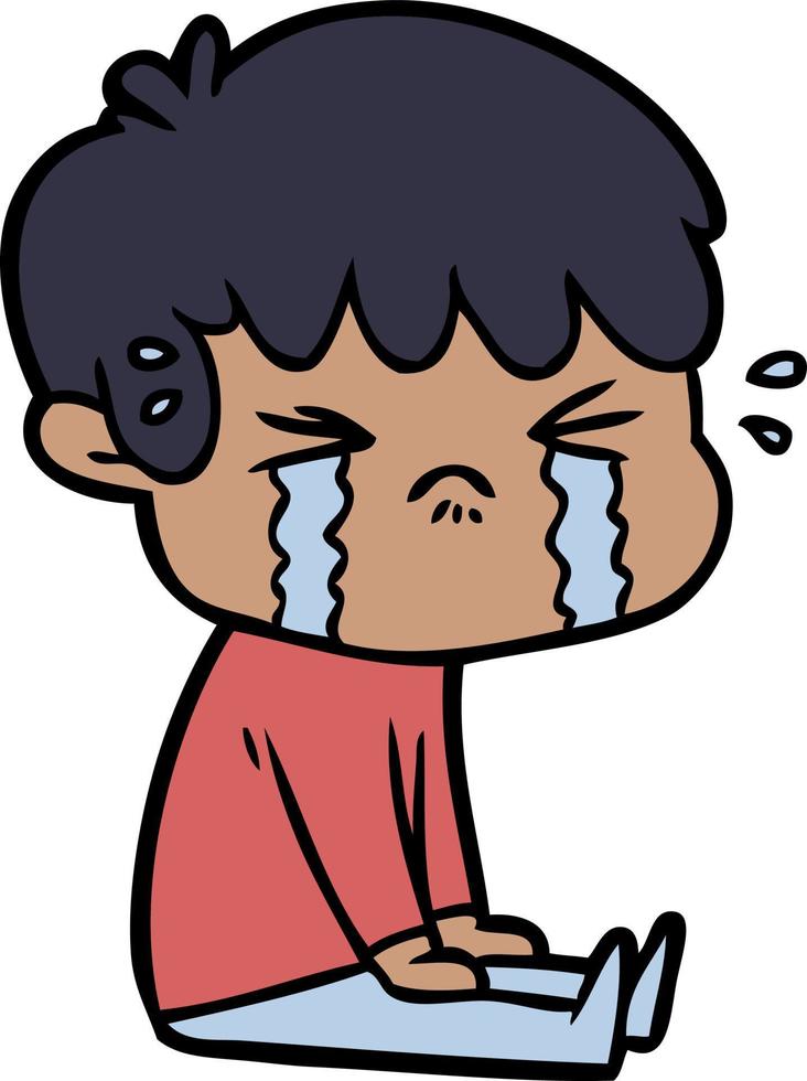 cartoon boy crying vector