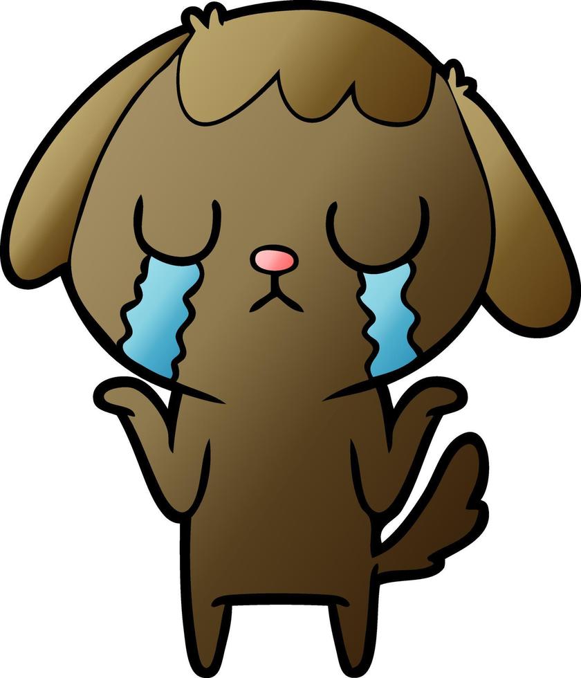 lindo perro de dibujos animados llorando vector