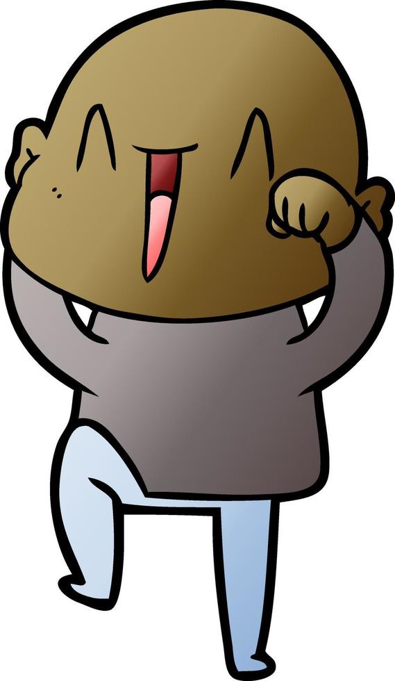 happy cartoon bald man vector