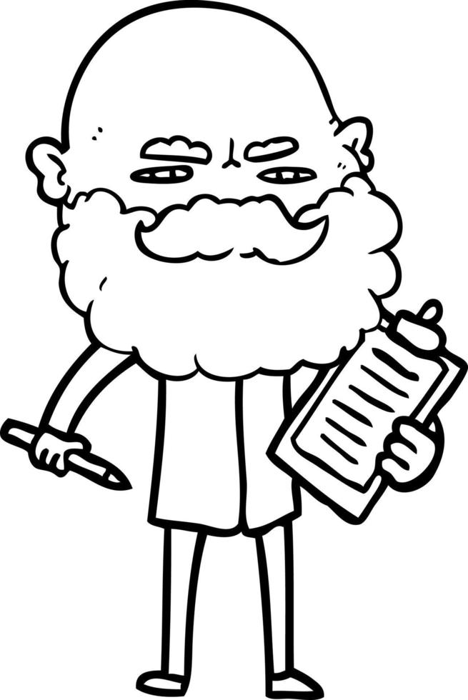 cartoon man with beard frowning vector