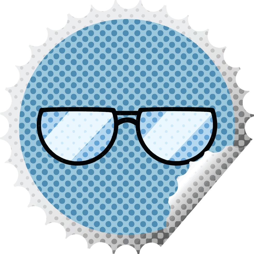 spectacles graphic vector illustration round sticker stamp