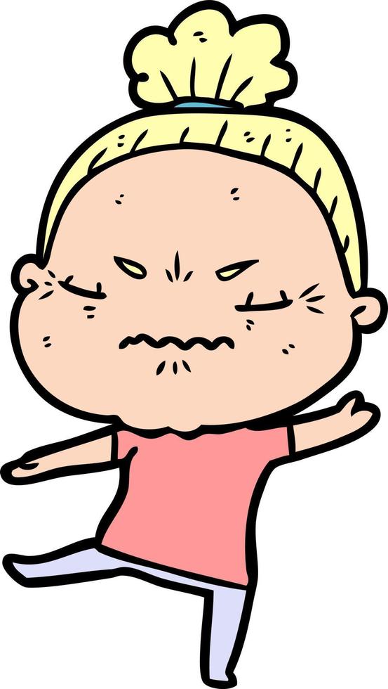 cartoon annoyed old lady vector