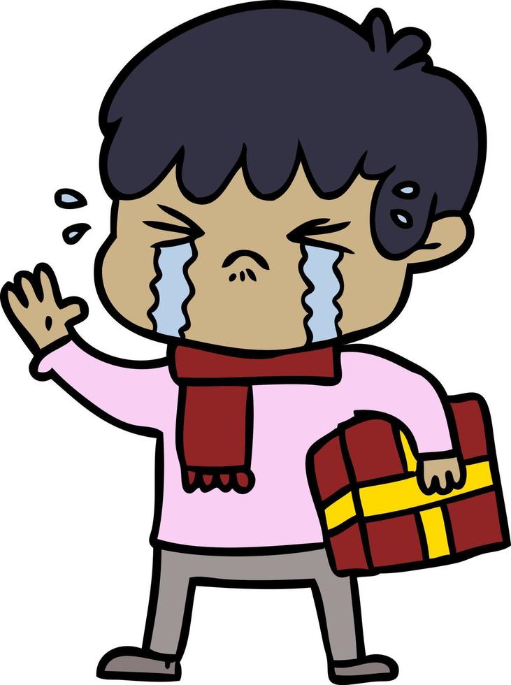 crying boy cartoon vector