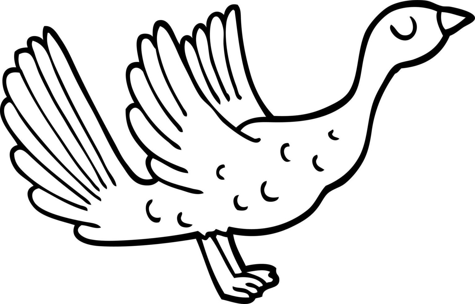 black and white cartoon goose vector