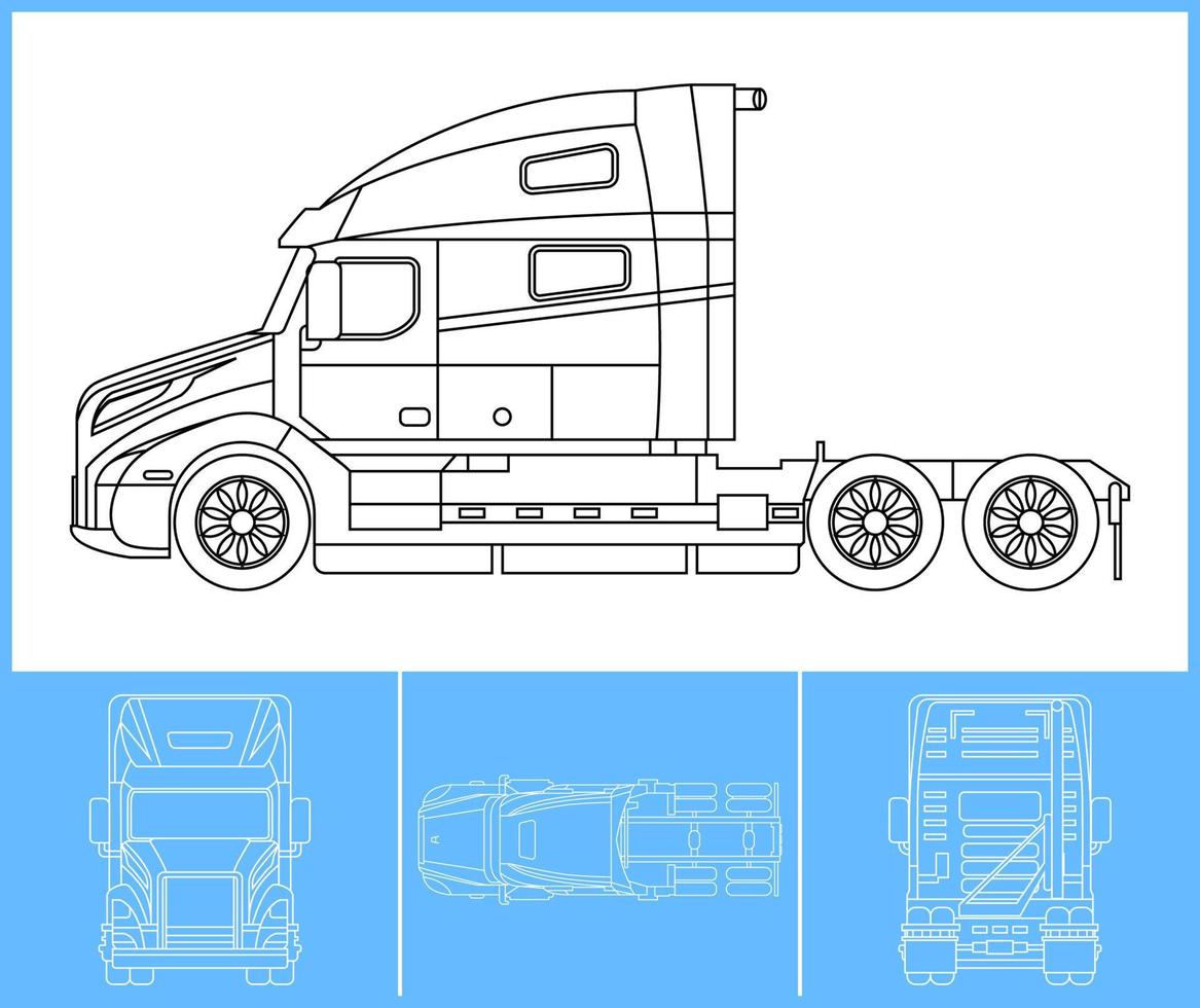 Pick up car template. Transportation outline stroke template. Blue print layout. Fit for warp sticker, air brush, vinyls, recolor project. Vector eps 10.