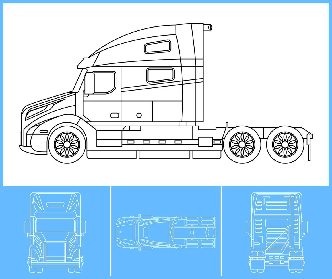 recoger la plantilla del coche. plantilla de trazo de esquema de transporte. diseño de impresión azul. apto para pegatina warp, cepillo de aire, vinilos, proyecto de recoloración. pasos vectoriales 10. vector