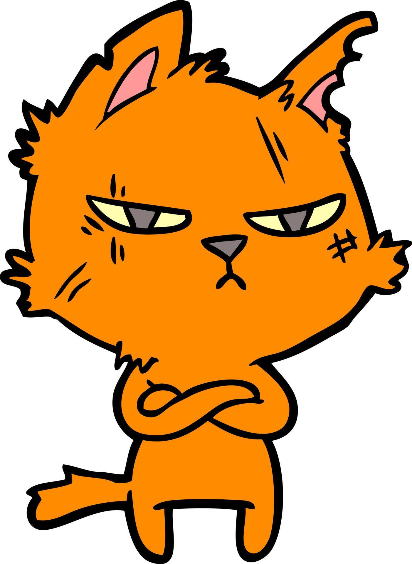 tough cartoon cat folding arms 12476353 Vector Art at Vecteezy