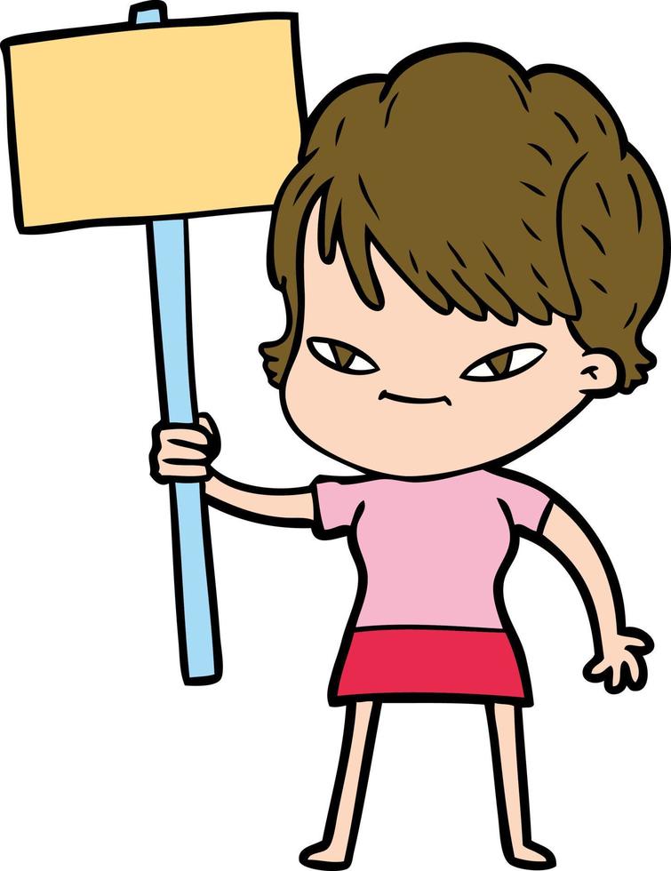 cartoon happy woman vector