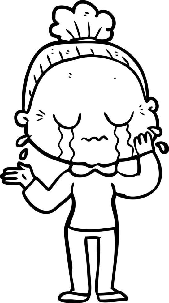 cartoon crying old lady vector