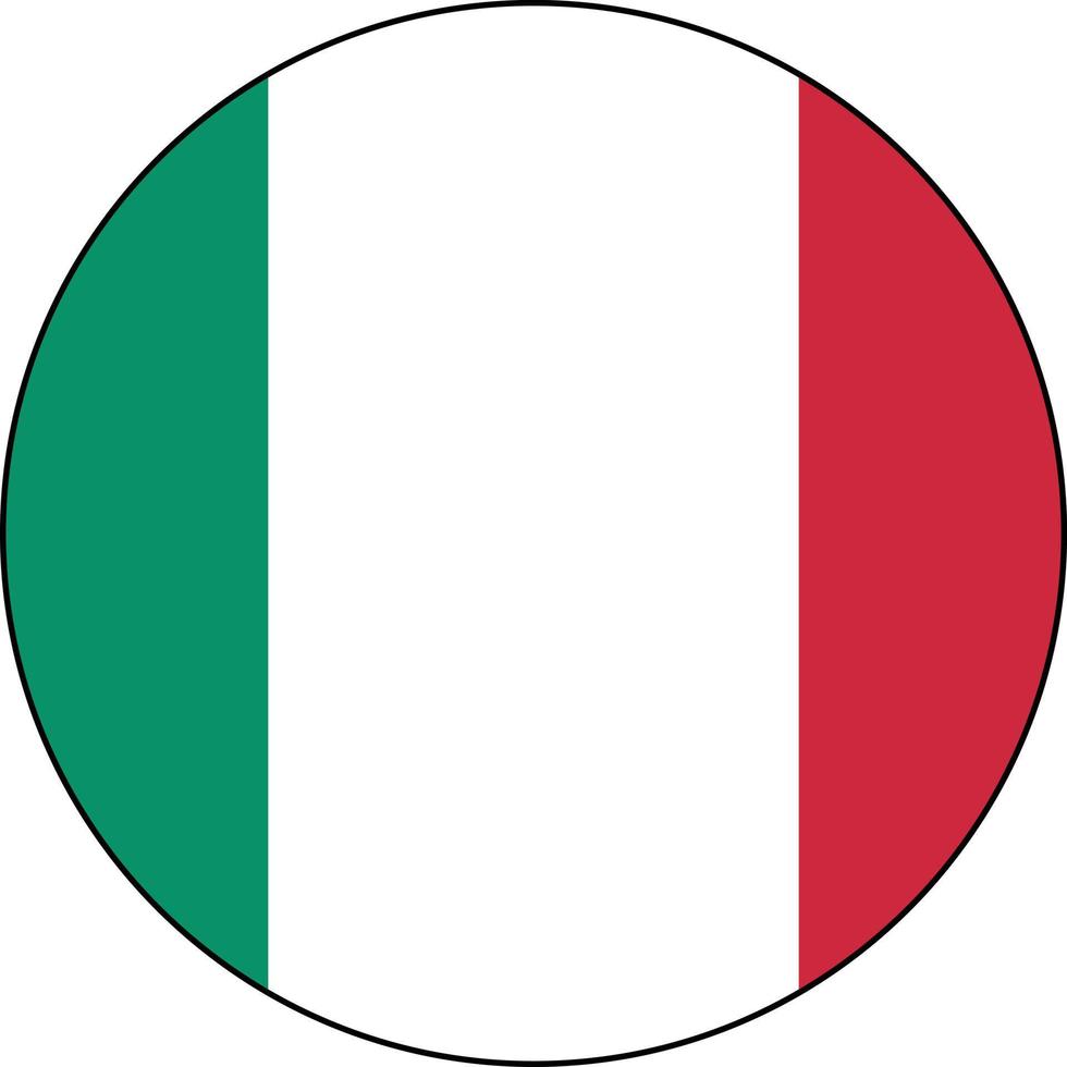 círculo de icono de Italia sobre fondo blanco. botón de la bandera de Italia. estilo plano vector