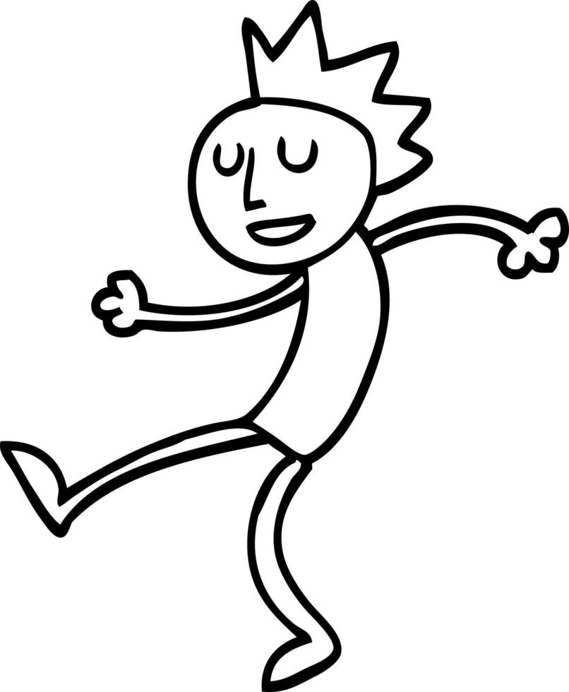 hombre bailando dibujos animados en blanco y negro vector