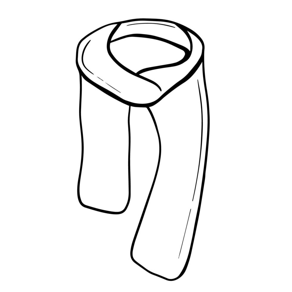 Black doodle of a scarf. Hand-drawn scarf illustration vector