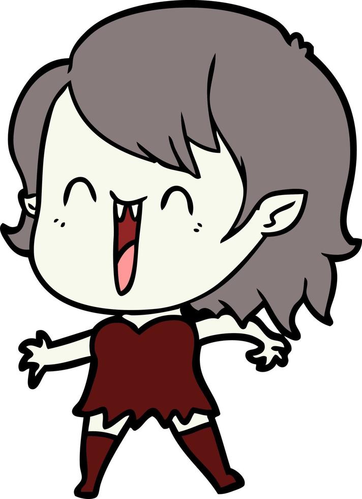 cute cartoon happy vampire girl vector