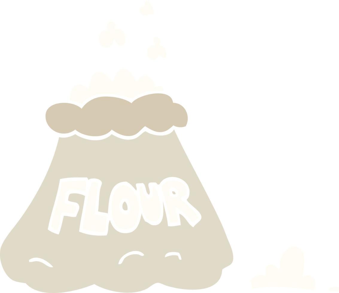 flat color illustration cartoon bag of flour vector