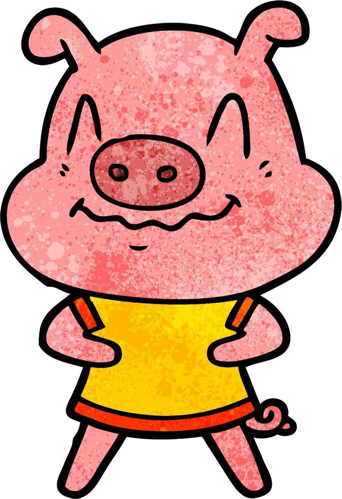 nervous cartoon pig vector