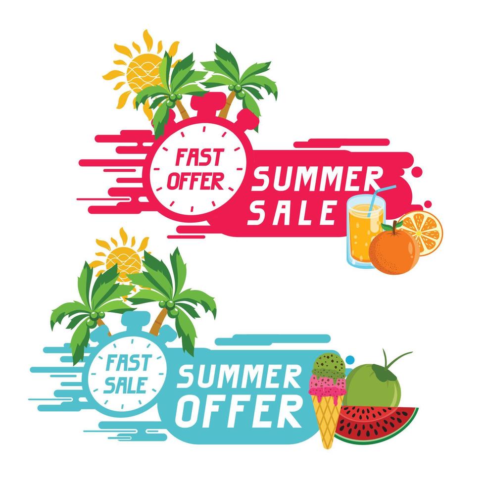 venta de verano creativa, plantilla de banner de oferta rápida vector