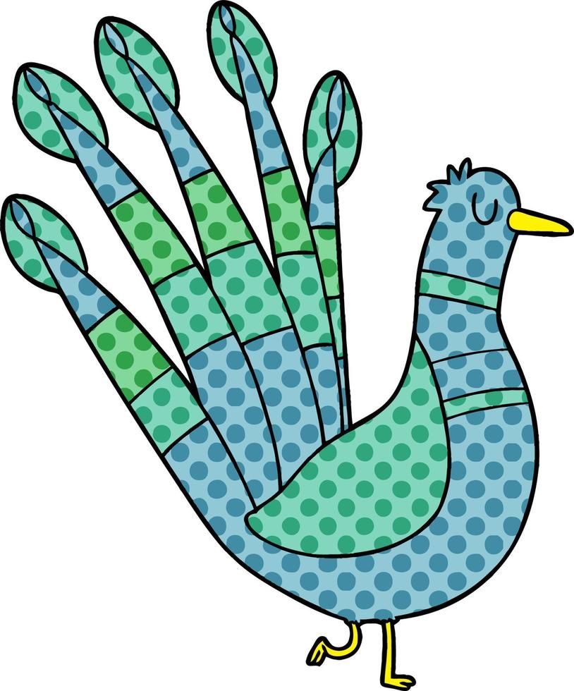 personaje de dibujos animados de pavo real vector