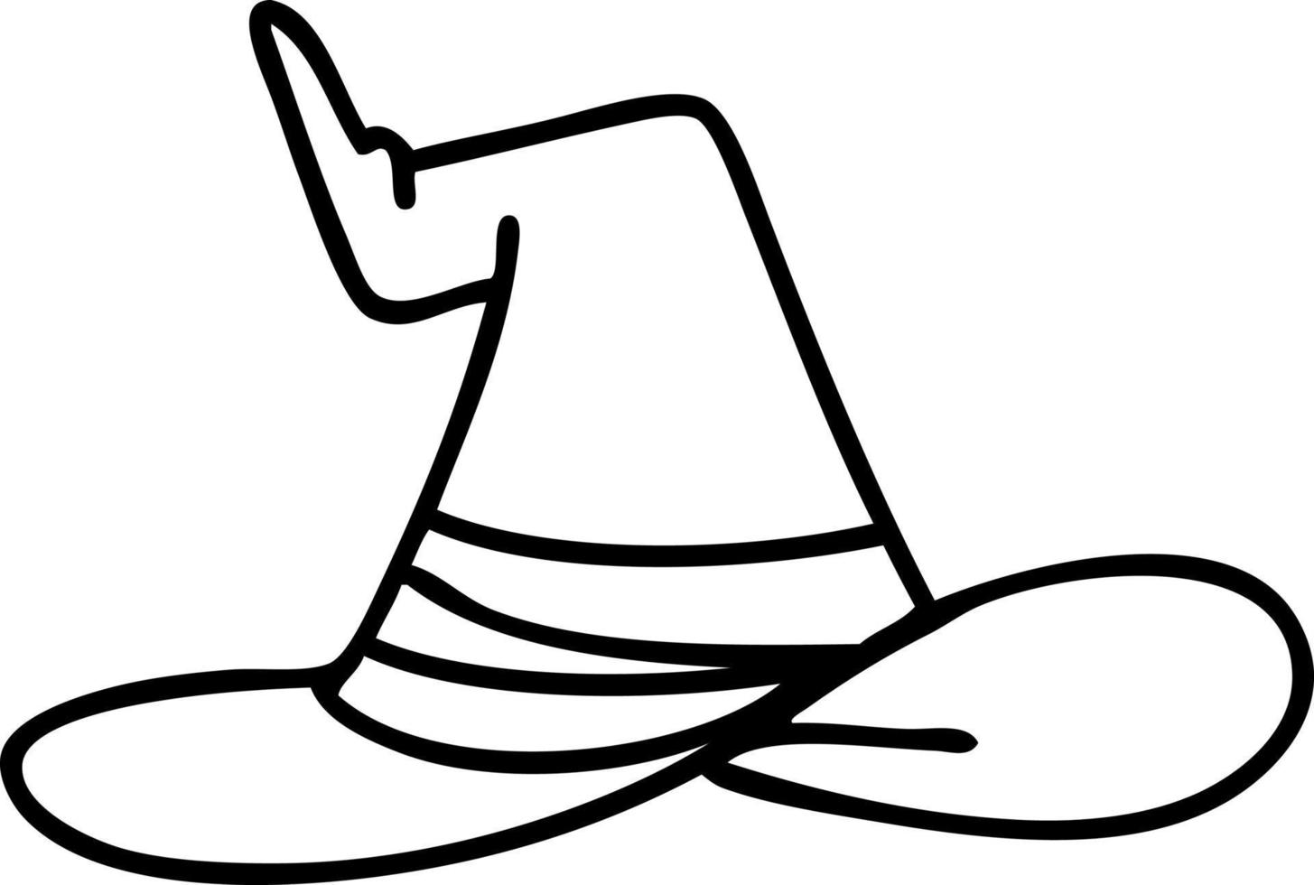 line doodle of a spooky witch hat vector