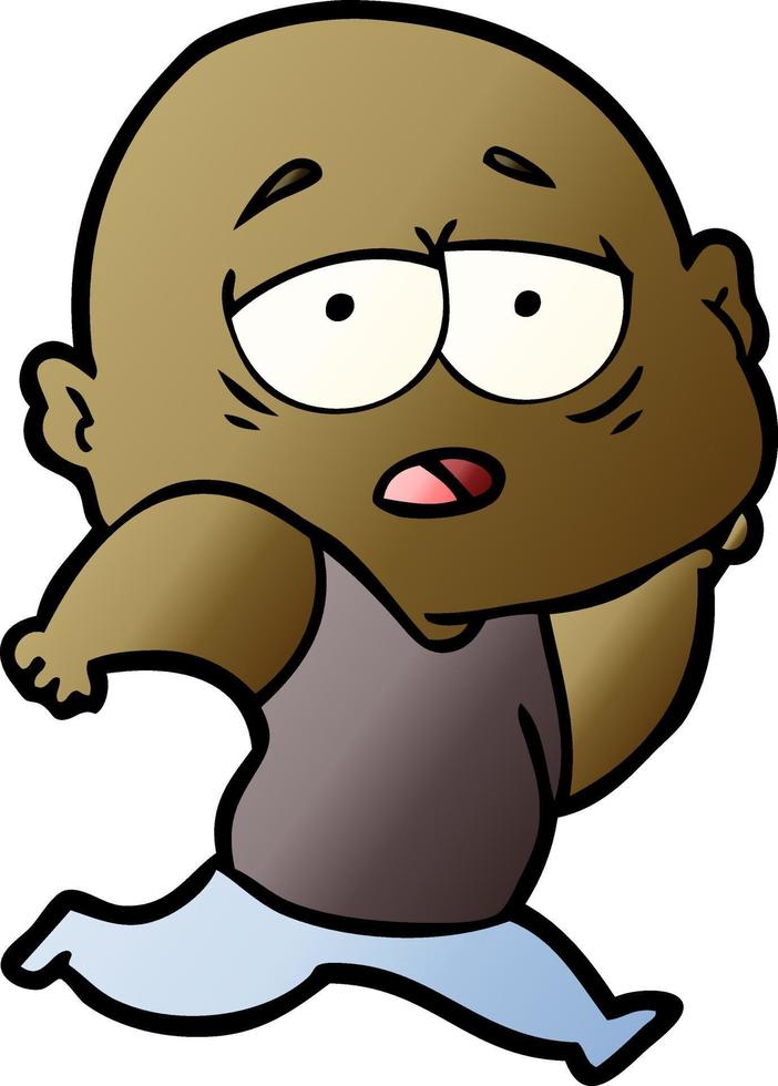 cartoon tired bald man vector