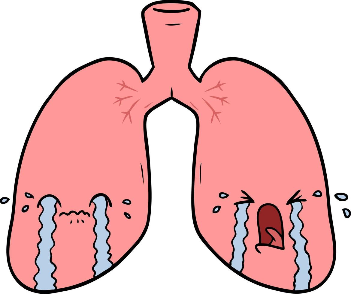pulmones de dibujos animados llorando vector