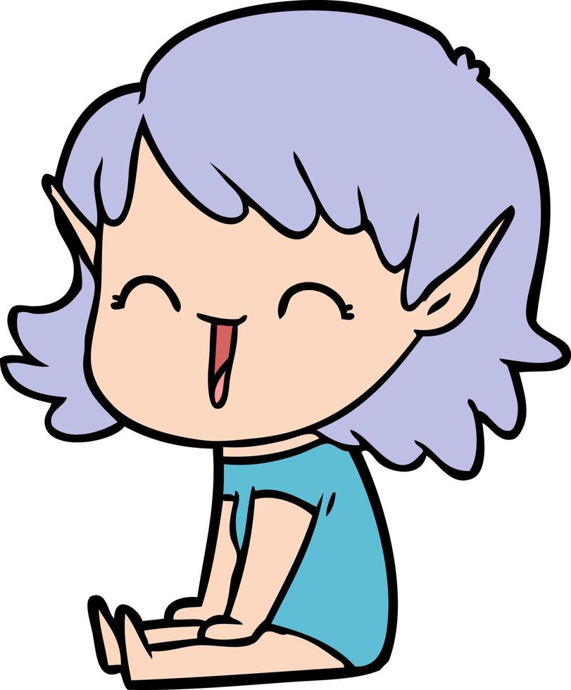 niña elfa de dibujos animados vector