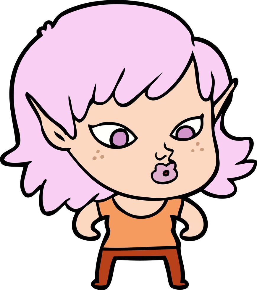 pretty cartoon elf girl vector