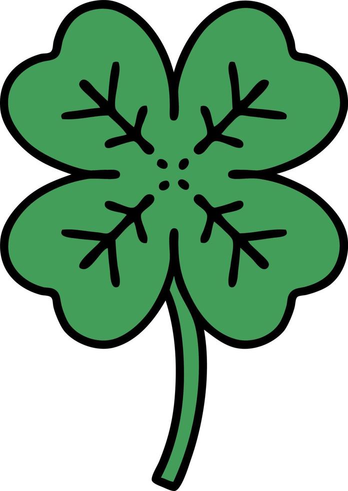 traditional tattoo of a 4 leaf clover vector