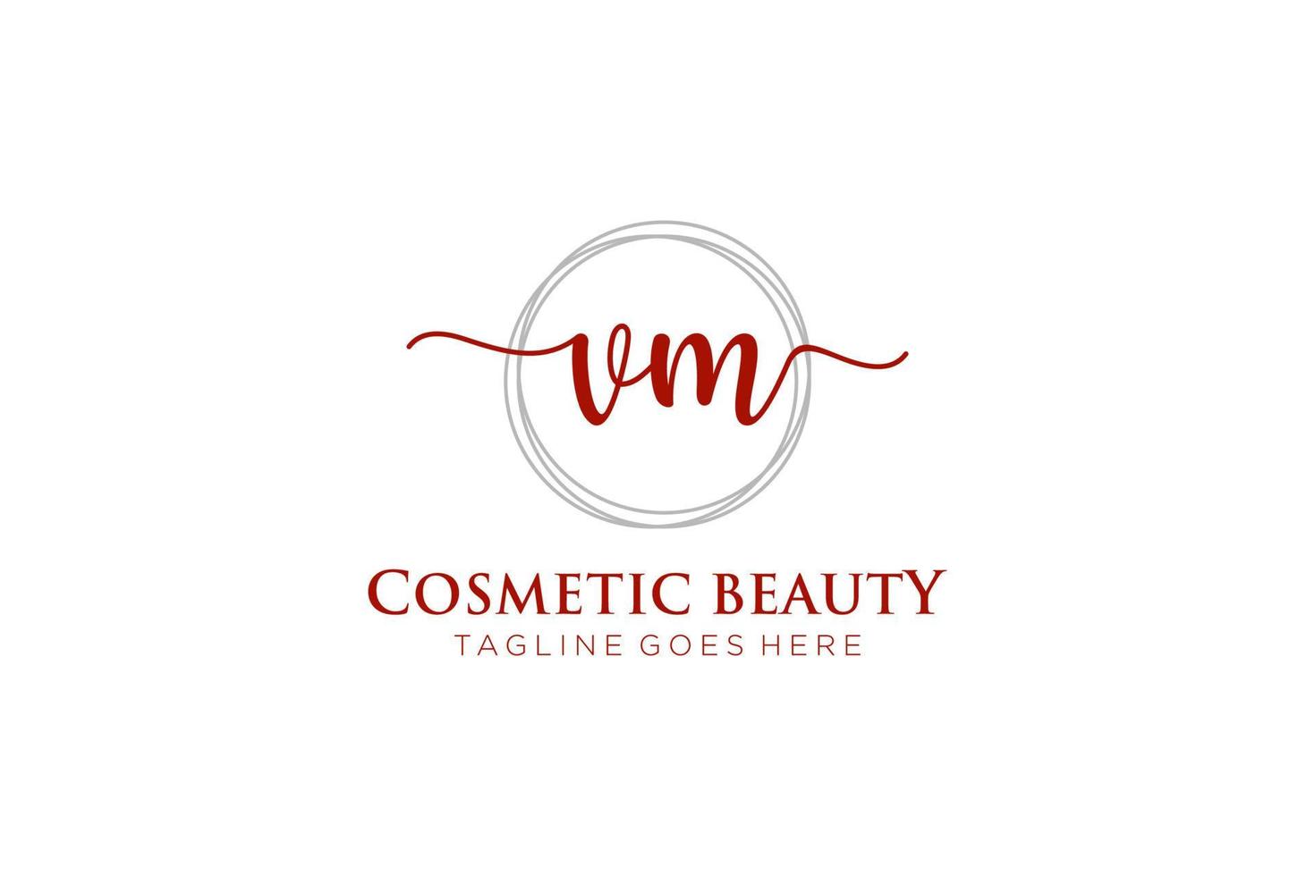 initial VM Feminine logo beauty monogram and elegant logo design, handwriting logo of initial signature, wedding, fashion, floral and botanical with creative template. vector