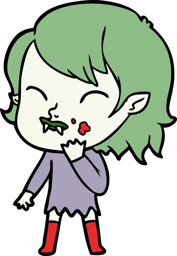 cartoon vampire girl with blood on cheek vector
