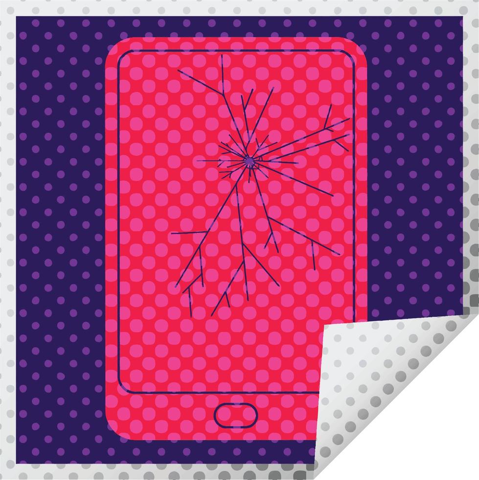 broken electronic tablet square peeling sticker vector