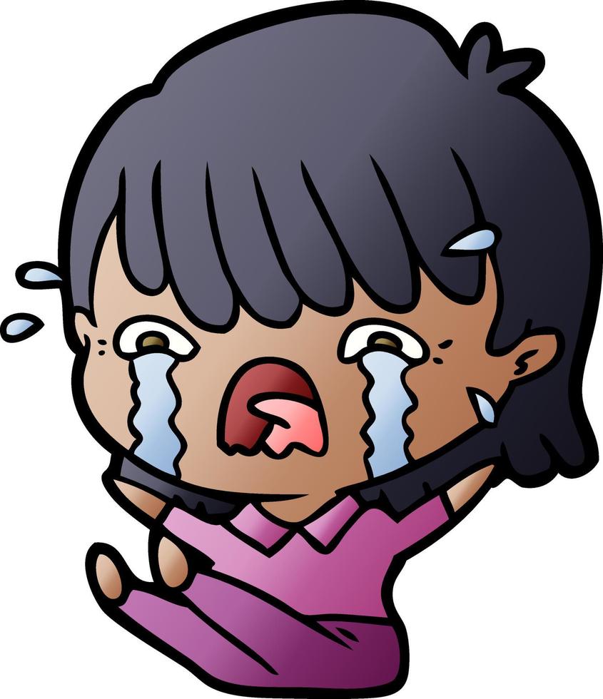 cartoon girl crying vector