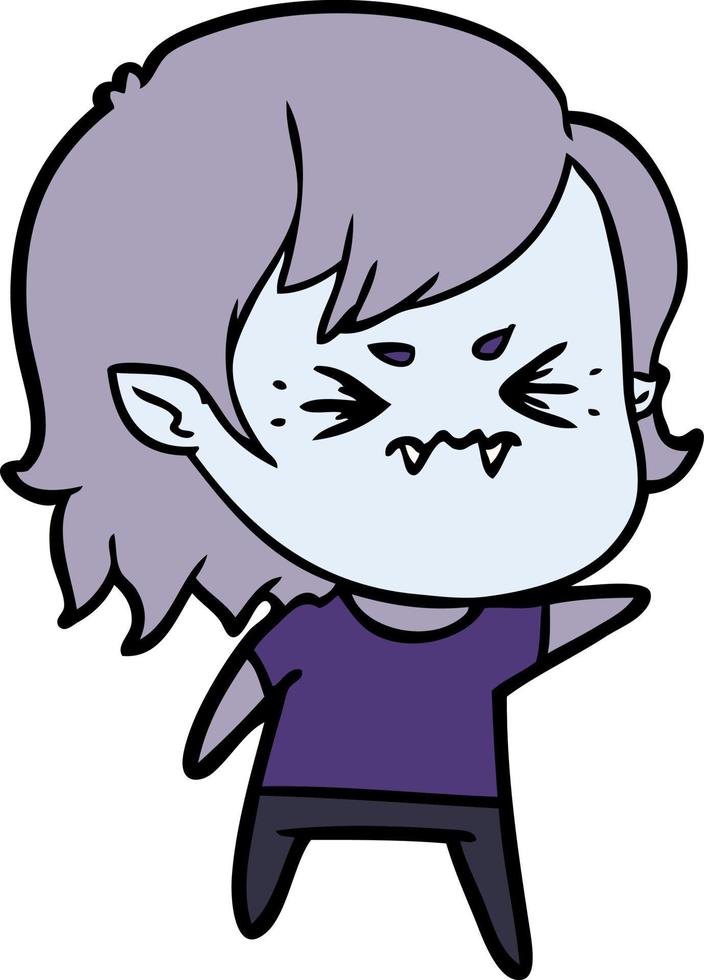 annoyed cartoon vampire girl vector