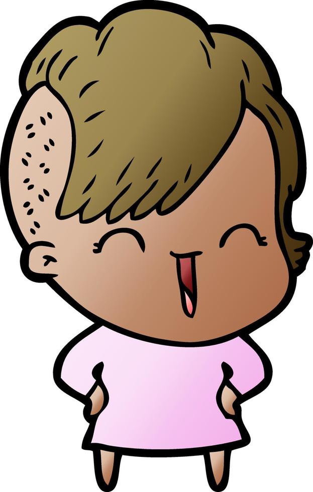 cartoon happy hipster girl vector