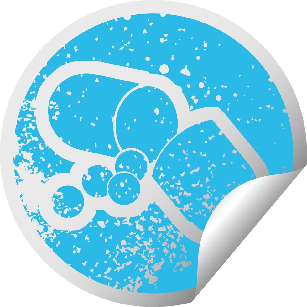 distressed sticker icon illustration of an open capsule pill vector