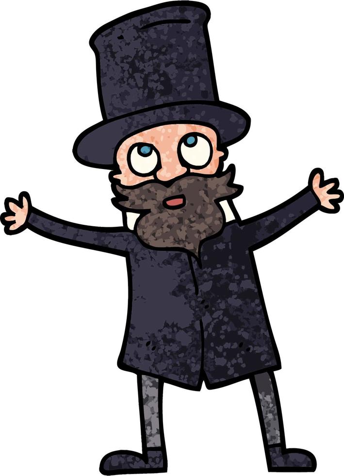 grunge textured illustration cartoon victorian man vector