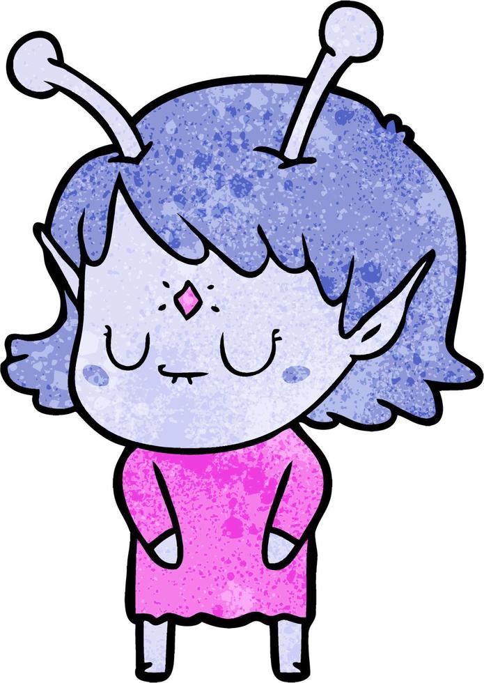 cartoon alien girl vector
