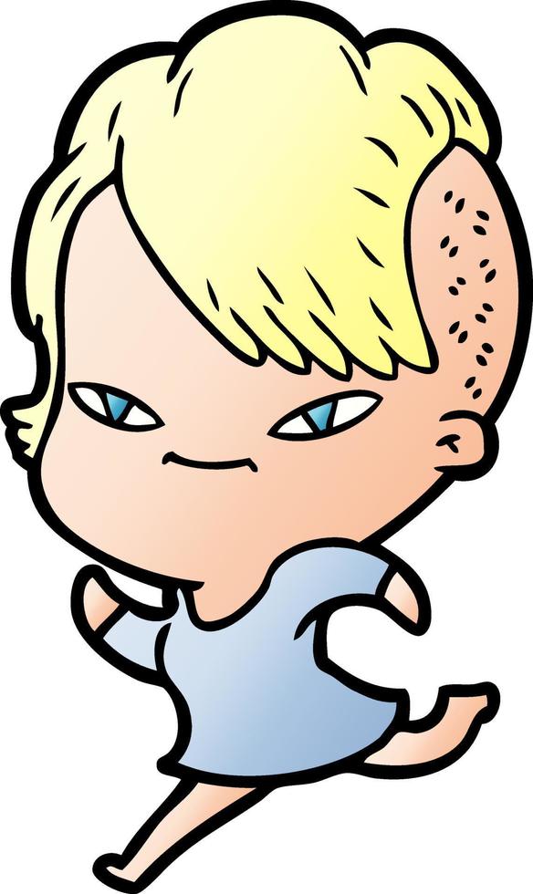 cute cartoon girl with hipster haircut vector