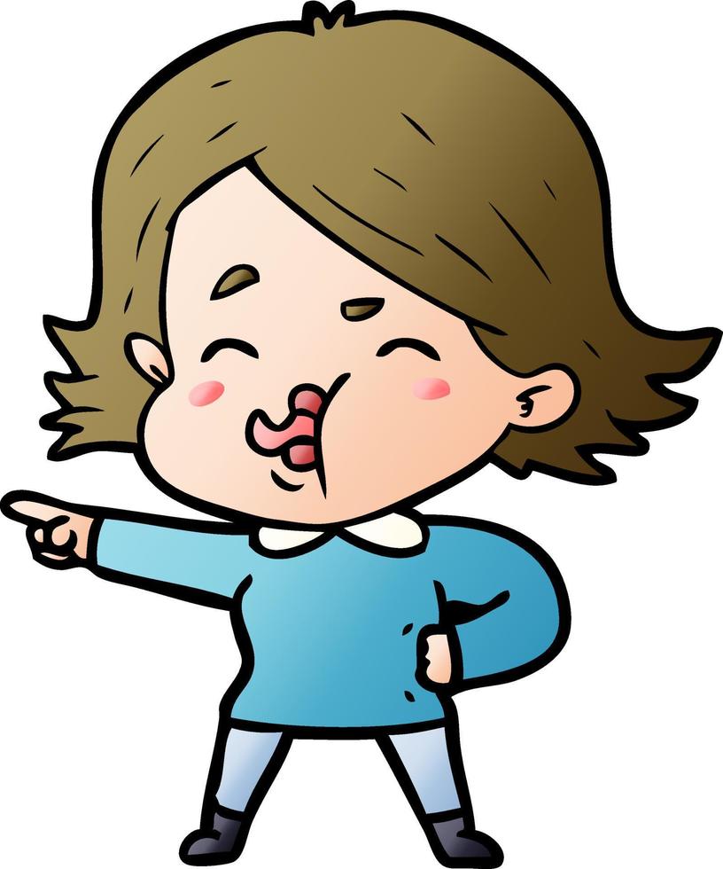 cartoon girl pulling face vector