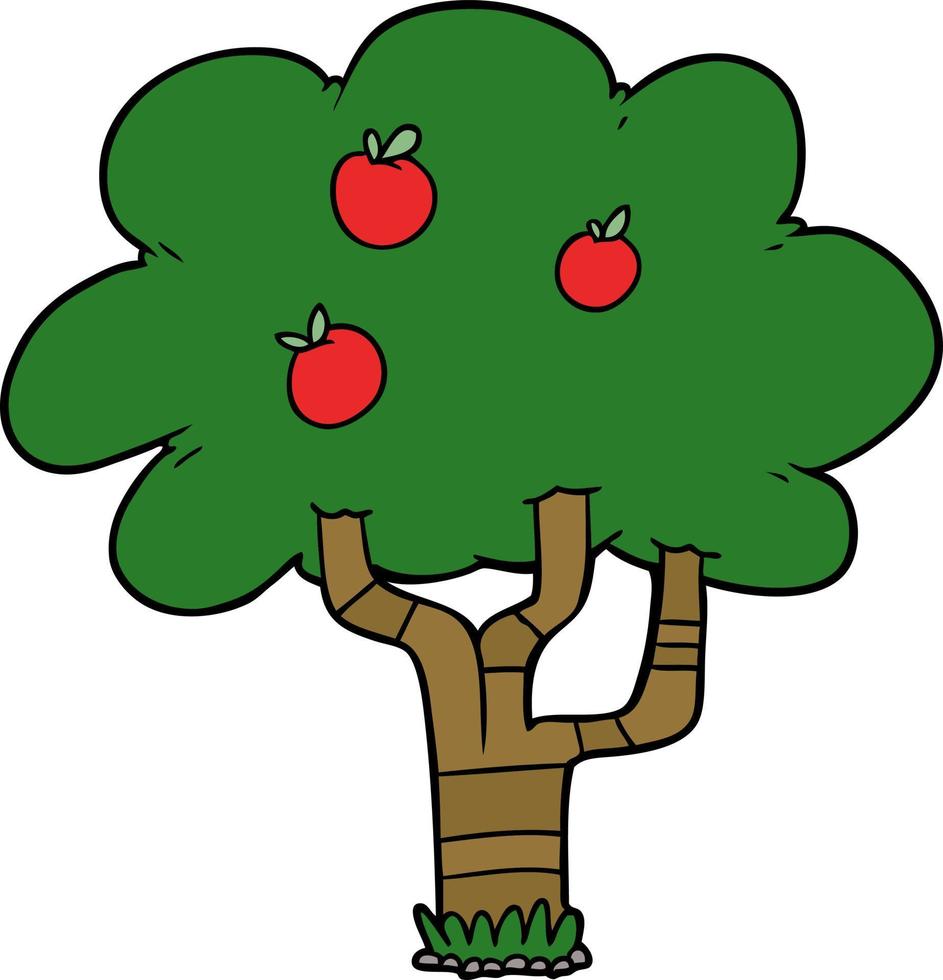 cartoon apple tree vector