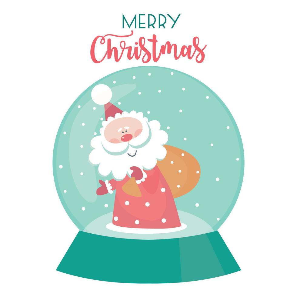 Card with Christmas Snow Globe and Santa Claus vector