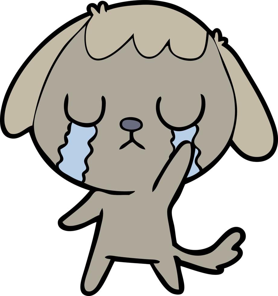 cute cartoon dog crying vector