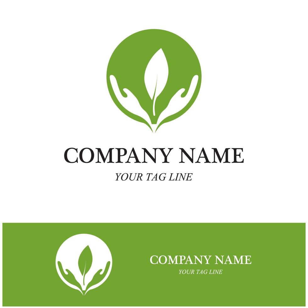 hand leaf logo and symbol vector