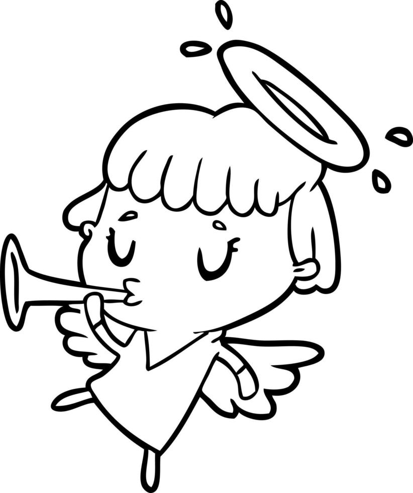 cute line drawing of a angel vector