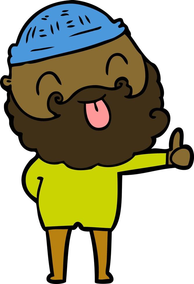 man with beard sticking out tongue vector